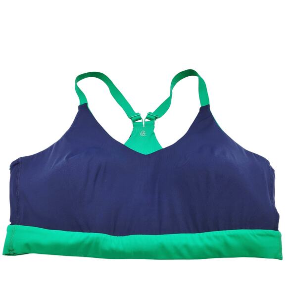 Love & Sports Green & Blue Reversible Molded Cups Sports Bra Women's Size L/XL - Picture 3 of 7